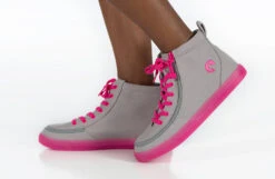 FINAL SALE - Grey/Pink BILLY Classic Lace High Tops -BILLY Footwear BK22100 050 studio standing 1 940x614 49e80424 7aa1 4143 b49c 783380d2d37d