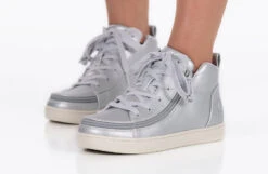 FINAL SALE - Women's Silver Grey Metallic BILLY Sneaker Lace Mid Tops -BILLY Footwear BW22135 040 studio standing 2 940x614 22b76da4 914e 436d 9167 7dc9d73bfd77